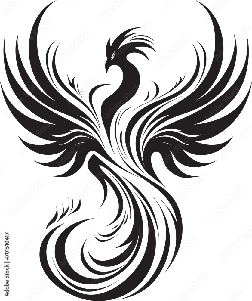 Fototapeta premium Phoenix Radiance Black Iconic Emblem Rising From Ashes Vector Emblematic