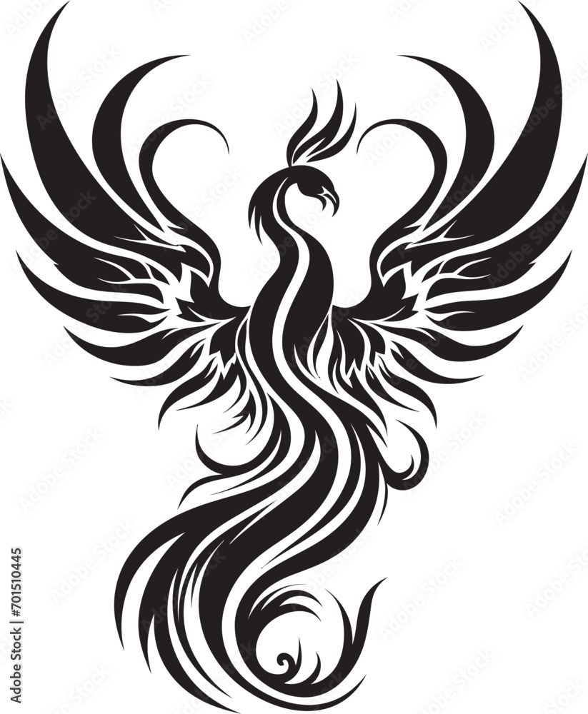 Obraz premium Phoenix Reborn Vector Emblematic Resilient Firebird Icon Black Logo
