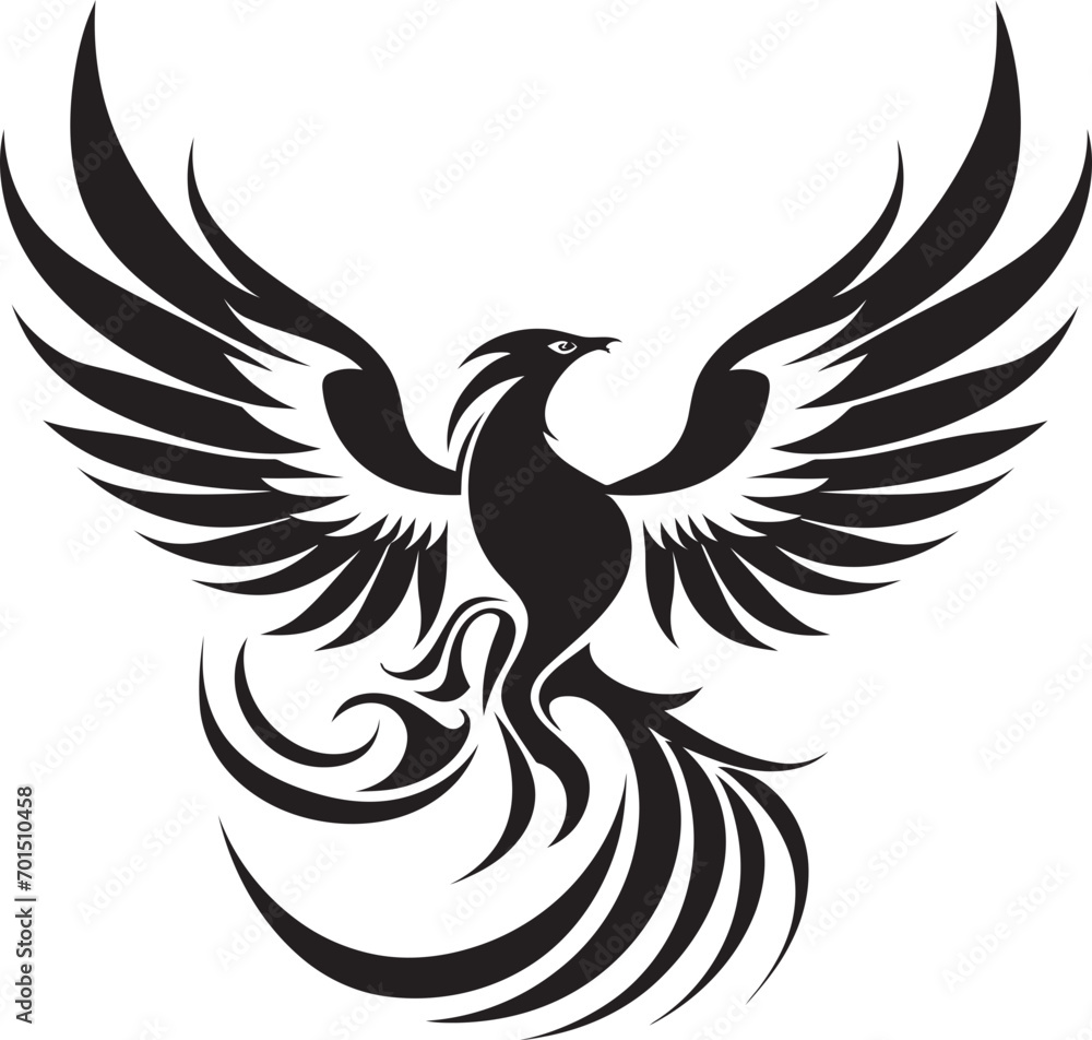 Phoenix Glow Wings Vector Icon Eternal Fire Emblem Black Logo Icon