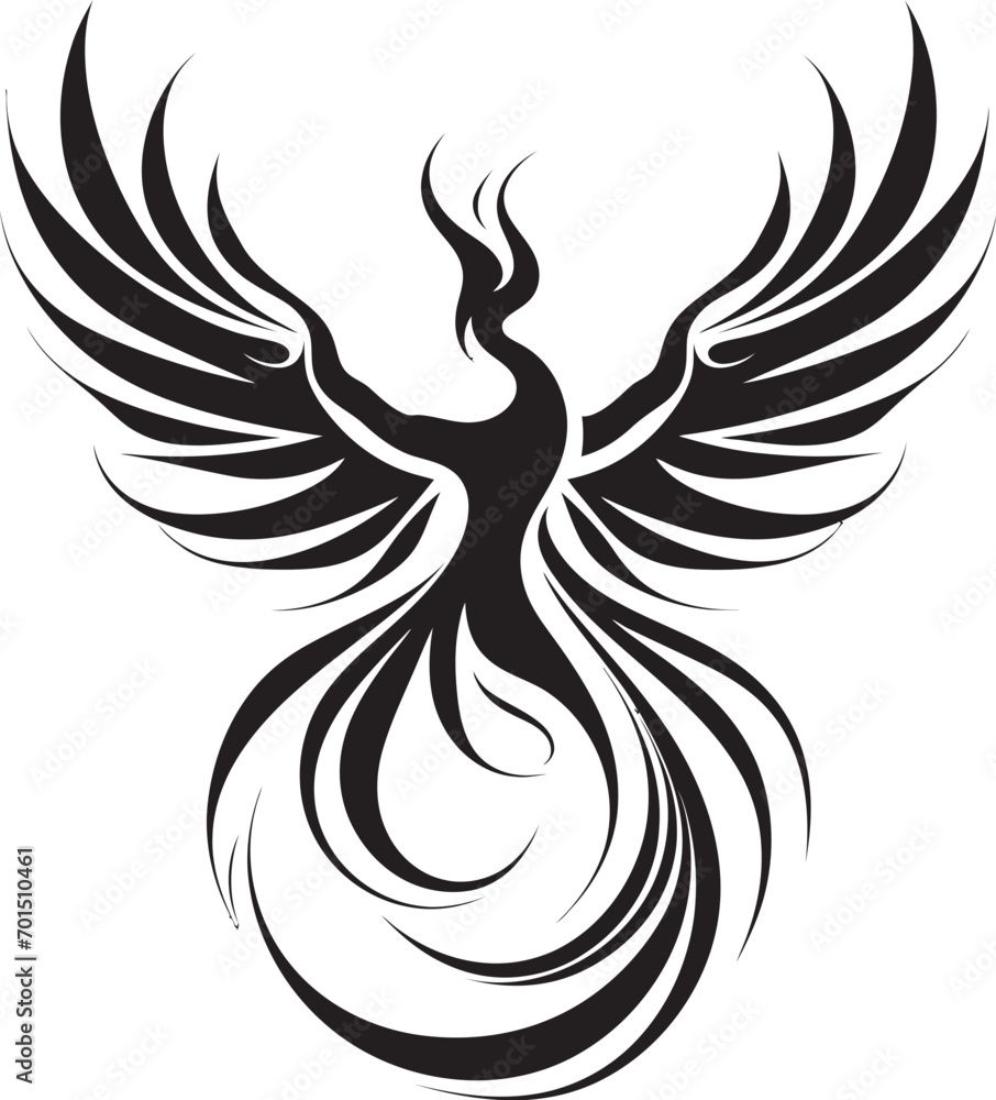Obraz premium Eternal Fire Emblem Black Logo Icon Rising Phoenix Wings Vector Emblem