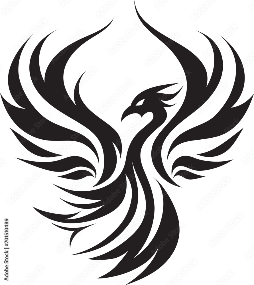 Rising Phoenix Wings Vector Emblem Phoenix Ignition Icon Black Emblem Rising Phoenix Wings Vector Emblem Phoenix Ignition Icon Black Emblem