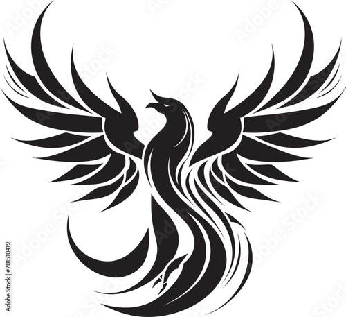 Rising From Ashes Vector Emblematic Immortal Firebird Black Emblem Design