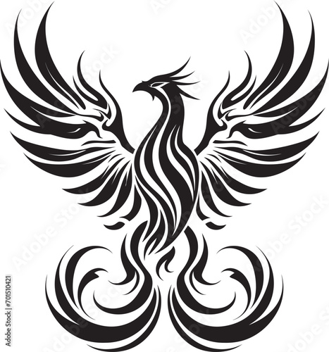 Resurgence Phoenix Vector Emblem Icon Radiant Feathered Icon Black Design