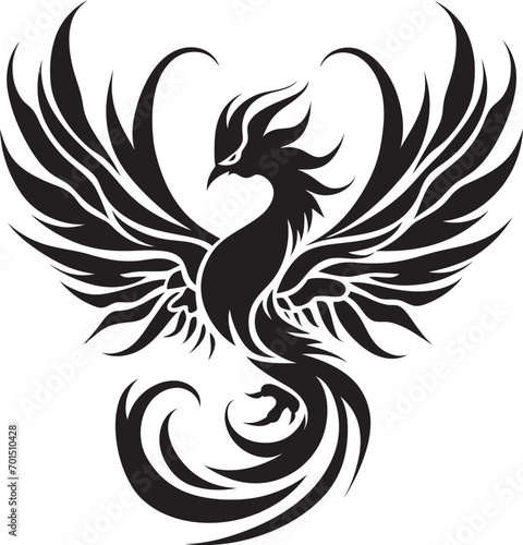 Immortal Firebird Black Emblem Design Resurgence Phoenix Vector Emblem Icon