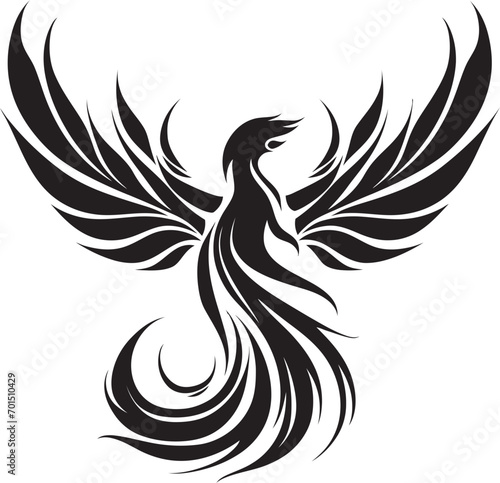 Radiant Feathered Icon Black Design Revival Wings Symbol Vector Logo