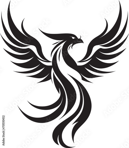 Rising From Ashes Vector Logo Icon Immortal Firebird Black Emblem Design