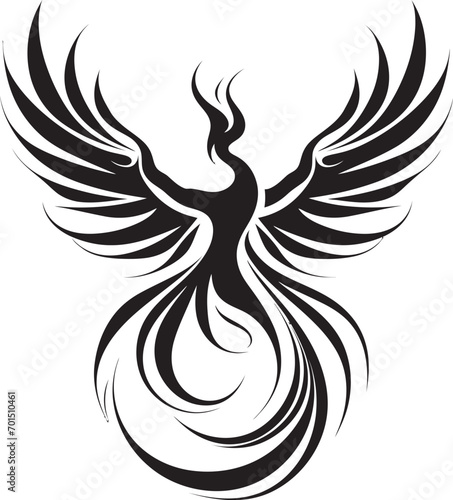 Eternal Fire Emblem Black Logo Icon Rising Phoenix Wings Vector Emblem