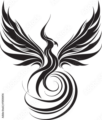 Flame Feather Phoenix Vector Emblem Inferno Rise Symbol Black Emblematic