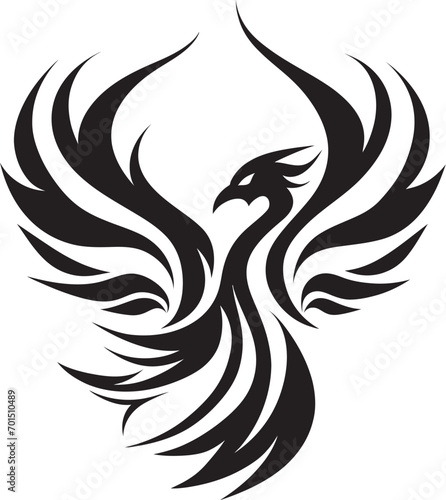 Rising Phoenix Wings Vector Emblem Phoenix Ignition Icon Black Emblem
