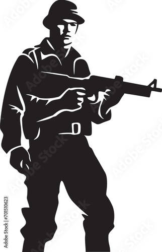 Army Gunner Emblem Vector Emblem Rifleman Soldier Black Emblematic