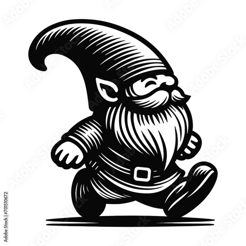 cute walking gnome vector sketch