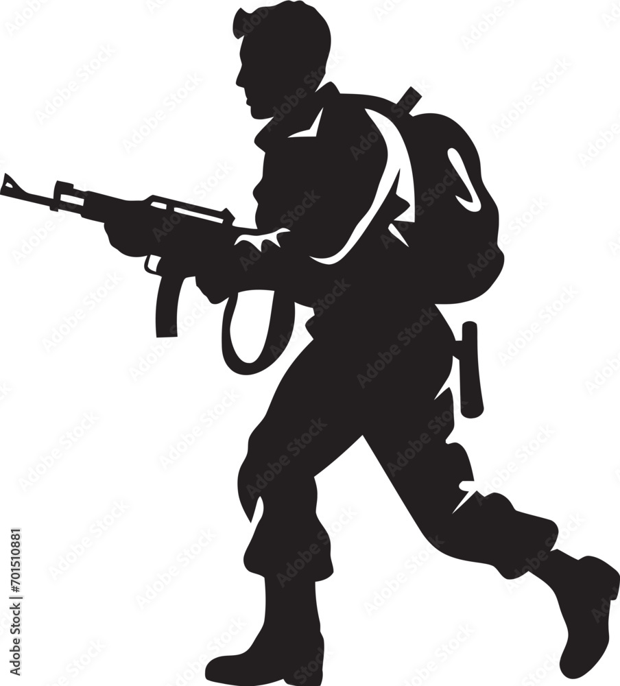 Combat Arsenal Icon Black Iconic Warrior Carry Gun Vector Logo