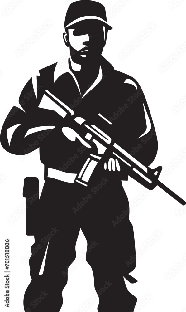 Gunslinger Soldier Vector Emblematic Frontline Firearm Black Emblem