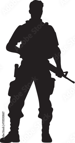 Frontline Firearm Black Iconic Emblem Army Gunner Emblem Vector Emblematic