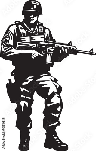 Rifleman Soldier Black Emblematic Armed Defender Vector Emblem