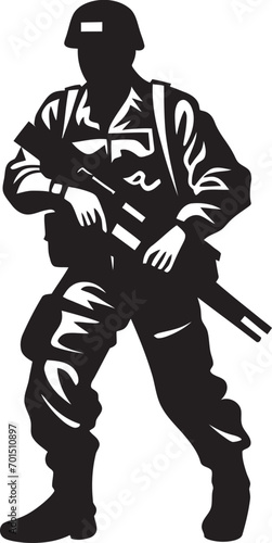 Warrior Carry Gun Vector Logo Troop Firearm Icon Black Iconic