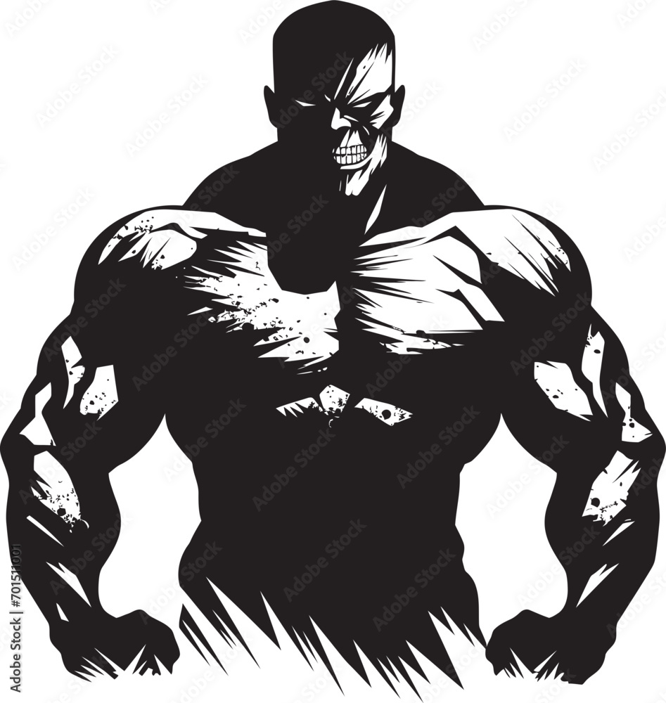 Ghastly Workout Emblem Black Logo Apocalyptic Fitness Zombie Vector Icon Ghastly Workout Emblem Black Logo Apocalyptic Fitness Zombie Vector Icon