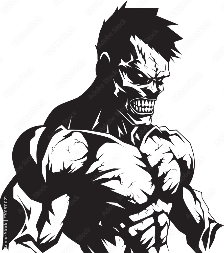 Fototapeta premium Eternal Deadlift Icon Black Emblem Ghoul Fitness Beast Vector Logo Emblem