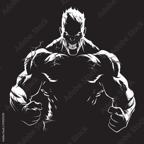Undead Muscle Icon Vector Logo Icon Risen Workout Ghoul Black Emblematic