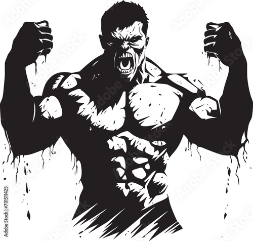 Zombie Muscle Forge Vector Emblematic Risen Bodybuilder Icon Black Emblem