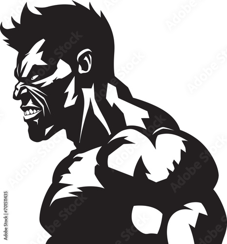 Risen Body Sculpture Black Iconic Zombie Powerlifter Vector Emblematic
