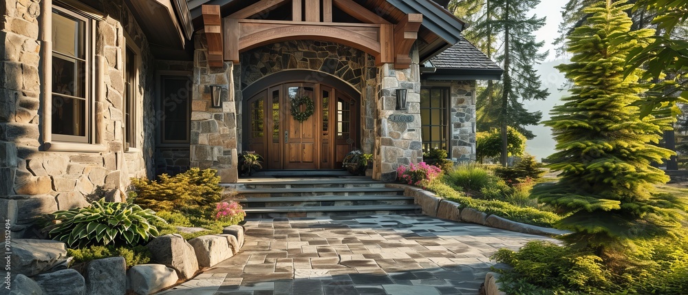 House is built of stone and decorated with beautiful wooden doors House is built of stone and decorated with beautiful wooden doors
