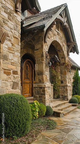 House is built of stone and decorated with beautiful wooden doors