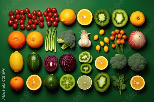 Colorful Assortment of Fresh Fruits and Vegetables for Nutritious Diet Variety