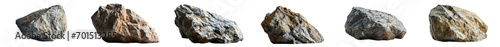 Set of rocks in 3d without backoground png for decoration. Created using generative AI. photo