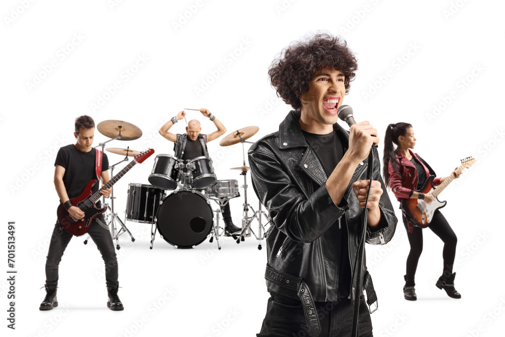 Fototapeta premium Rock band performing with a male lead singer