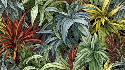 a picture of a bunch of plants that are in a bunch of different shades of green  yellow  red  and orange.