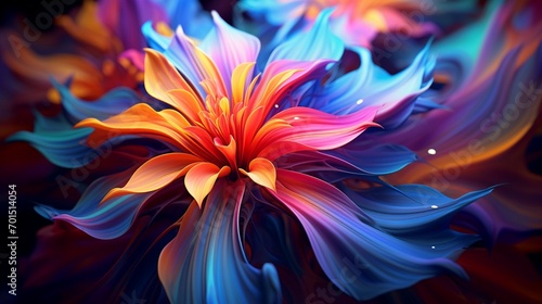 Vivid 3D floral abstraction with ample space for text overlay in a cosmic setting.