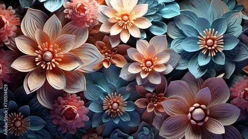 Whimsical 3D floral patterns in a cosmic setting  ready for adding your text.