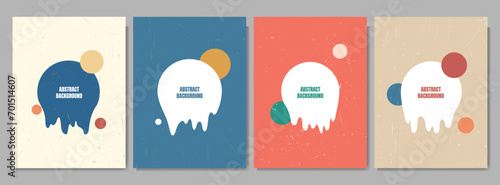 Vector illustration. Melted rectangle shapes with drip effect. Melting geometric banners in contemporary art style. Boho. Flat style backgrounds. Design for poster, book or magazine cover, flyer