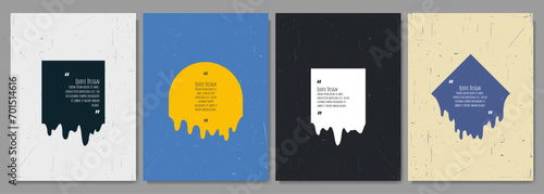 Vector illustration. Melted rectangle shapes with drip effect. Melting geometric banners. Flat style backgrounds. Quote frames blank template set. Isolated text box. Design for poster, book cover