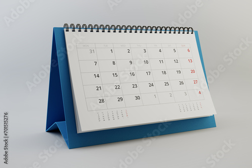 Paper desk calendar. Business meeting concept. 3D illustration
