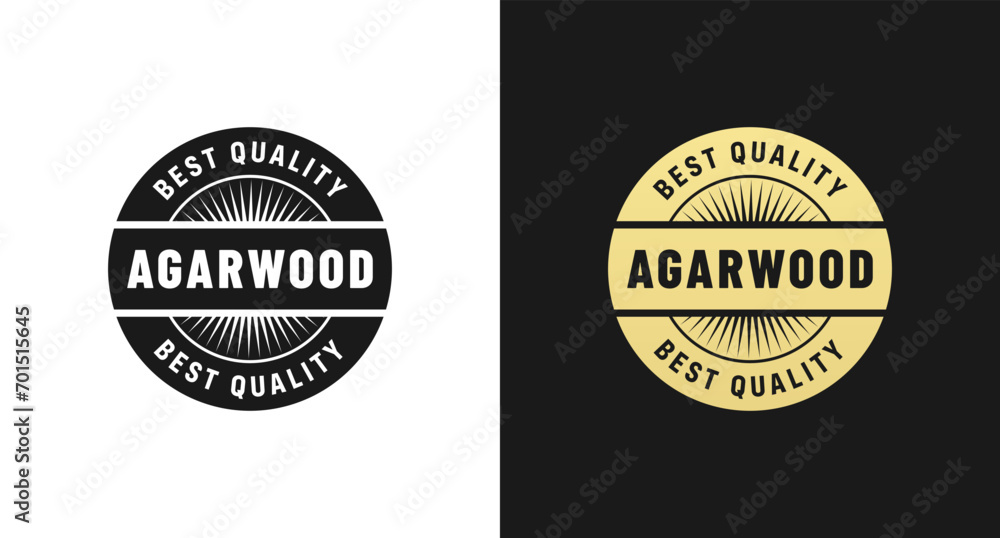 Agarwood stamp or Agar wood label vector isolated. Best Agar wood label vector for packaging design element. Agar wood stamp vector for product packaging design element.