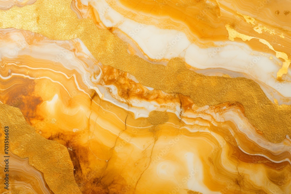 Veins of shimmering gold run through a resin geode, birthing an abstract marble wallpaper, an impeccable choice for creating sophisticated wall decor. - obrazy, fototapety, plakaty 