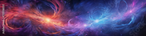 A 3D cosmic voyage through a swirling and dazzling nebula of colorful shapes.