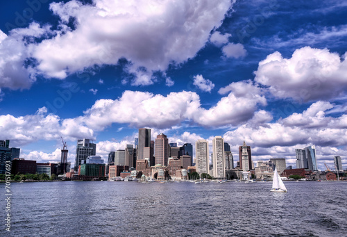 The Boston, Massachusetts skyline from Boston Harbor.