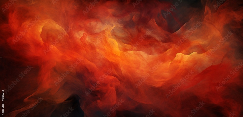A background ablaze with fiery tongues swirling amidst billowing smoke, reminiscent of a vibrant abstract painting in a  canvas.