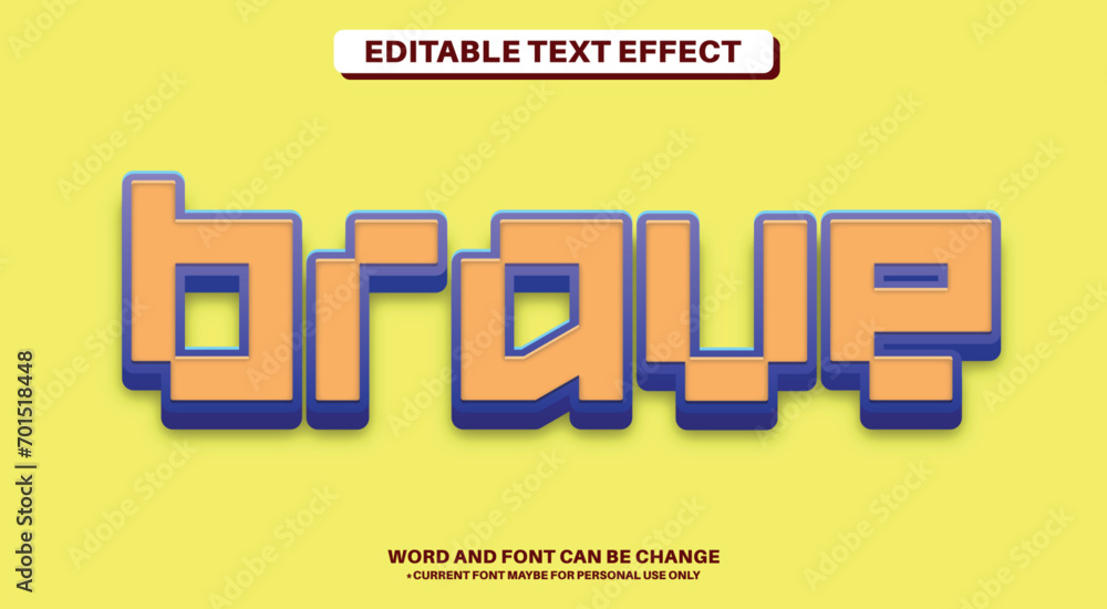 Simple 3D Style Fully Editable Text Effect - Brave Simple 3D Style Fully Editable Text Effect - Brave