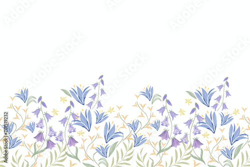 background with blue flowers . floral border frame banner frame vector illustration for Mother’s day, father’s day, valentines, spring, summer, anniversary template decoration for specials day.