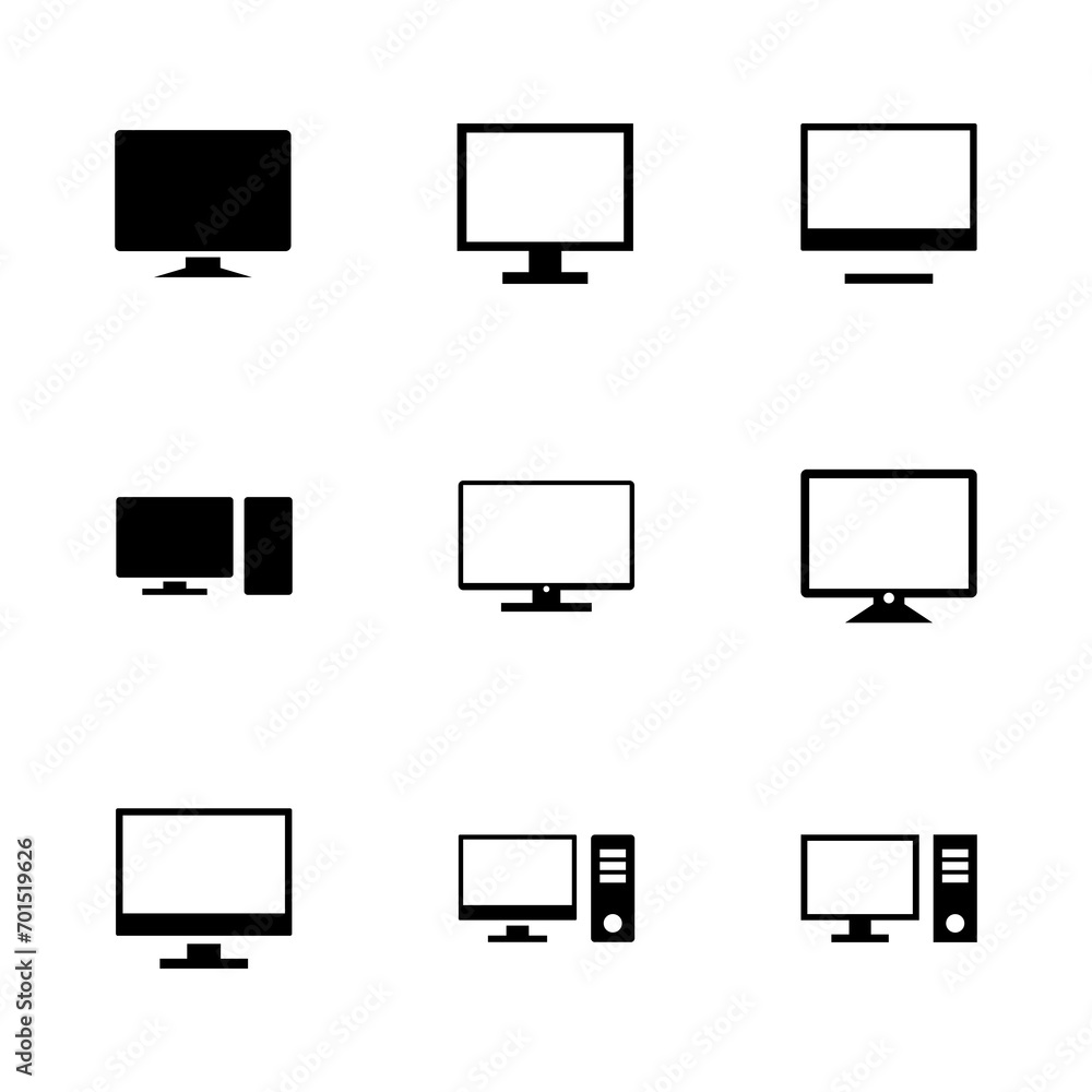 Computer icon set. computer monitor icon vector. Computer icon set. computer monitor icon vector.