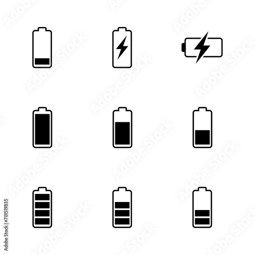 Battery icon set. battery charge level. battery charging icon