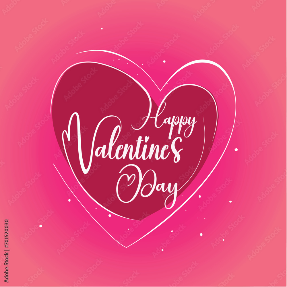 Valentines day card vector background, Valentine's Day card. Valentine's Day poster, background. Outline two hearts and the words Happy Valentine's Day. Vector illustration.eps8