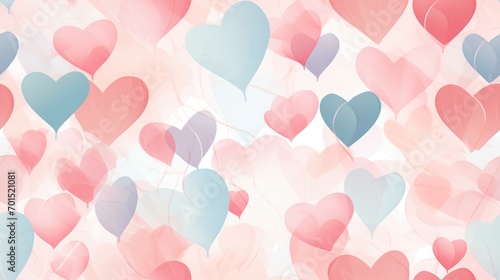  a bunch of heart shaped balloons floating in the air with pink, blue, and red colors on a white background. photo