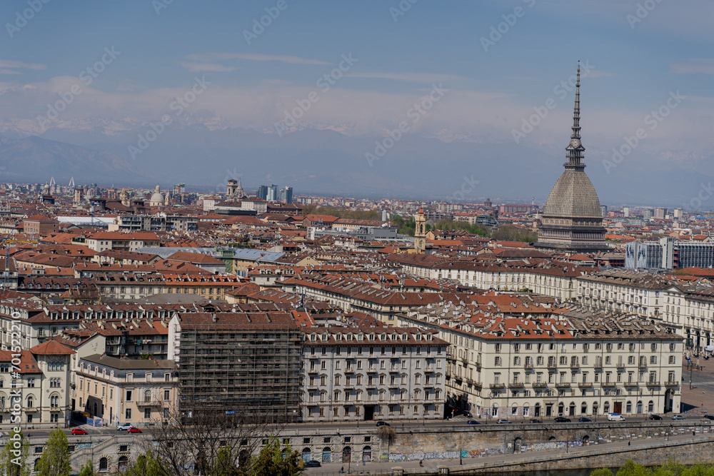 Turin. View of the city from the observation deck.