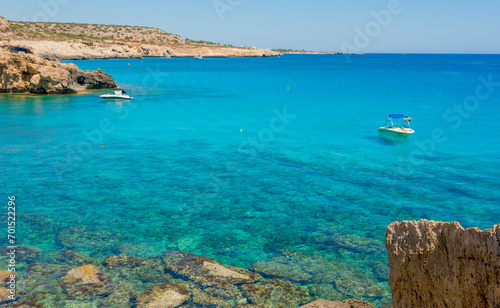 views of the Cyprus coast in Protaras for banner background