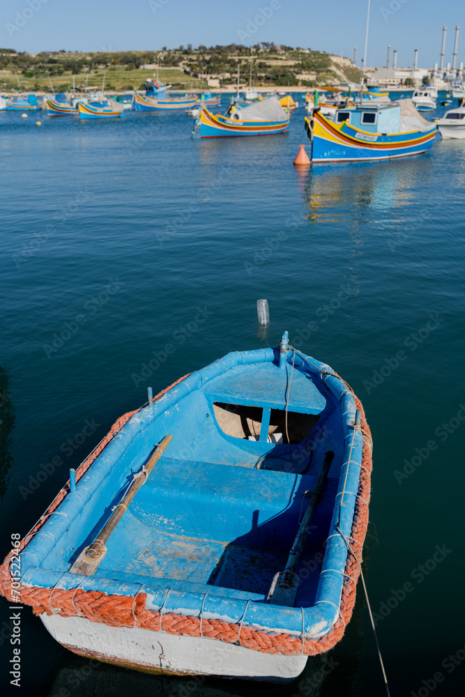 Small fishing boat. Malta. Overall plan.
